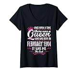 Photo Gallery donna queen born in february 1984 - cute girl 40th birthday maglietta con collo a v Photo Gallery donna queen born in february 1984 - cute girl 40th birthday maglietta con collo a v