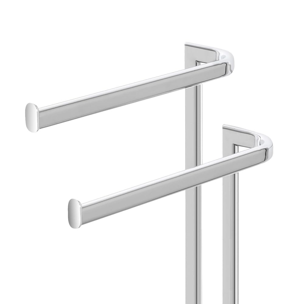 Piantana Porta Asciugamani Da Appoggio Per Bagno In Acciaio Cromato Linea Style, L 20 x P 30 x H 70 Cm, Dotata Di 2 Braccia Porta Salviette
