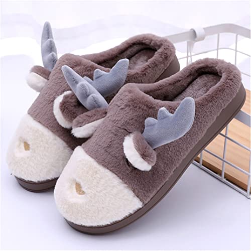 Women's Slippers Cute Elk Slippers Cartoon Animal Slippers Winter Slippers Warm Home Slippers Furry Slippers2