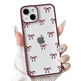 NITITOP Cover per iPhone 13 Mini Trasparente Fiocco Nastro, Bordeaux