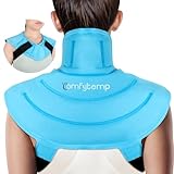Comfytemp Ice Pack for Neck Shoulders Pain Relief, Reusable Gel Shoulder Ice Pack Wrap, Cold Compression Therapy for Upper Back, Cervical Injuries, Rotator Cuff, Recovery Items (Small, Bright Blue)