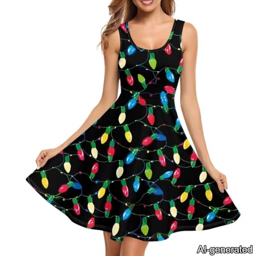 Image of Dreaweet Casual Sleeveless Dresses for Women Girls, Round Neck Tank Dresses with Pockets Summer Sundress Size XS-4XL