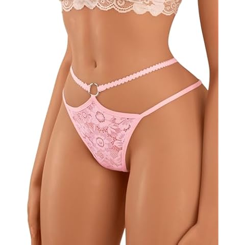 Banamic Women's Glitter Underwear Breathable Strappy Lace Sexy Underwear Panties Cover