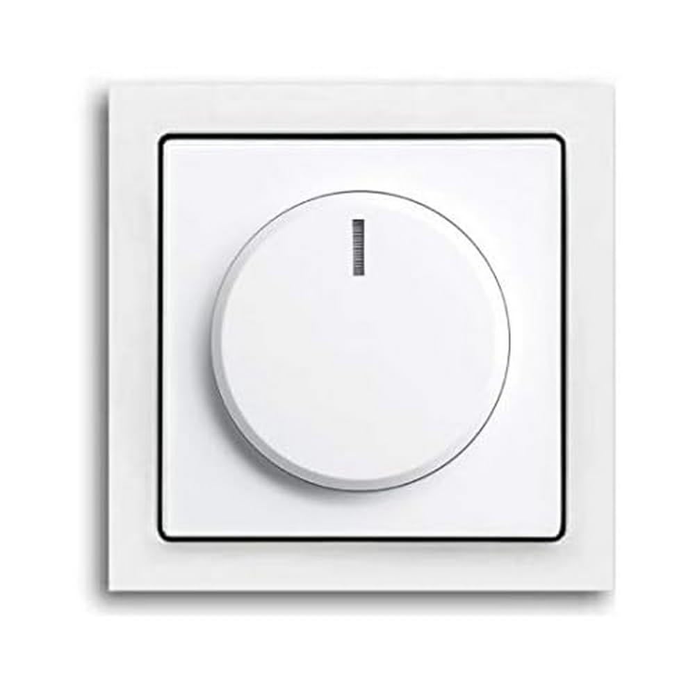 EBROM® Komplettset LED Drehdimmer + Busch Jäger Rahmen 1721-184K + Scheibe 6540-84-102 Future Linear studioweiß UP Unterputz Dimmer - Phasenabschnitt, LED 5-150 Watt dimmbare Halogen etc. 15-400 W/VA