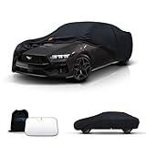 Tozaroa Waterproof Car Cover All-Weather, Heavy-Duty Outdoor Full Exterior Automobiles Snow Cover for Sedan/Coupe 186-193 inch with Sun Visor,Zippered & Storage Bag - Black