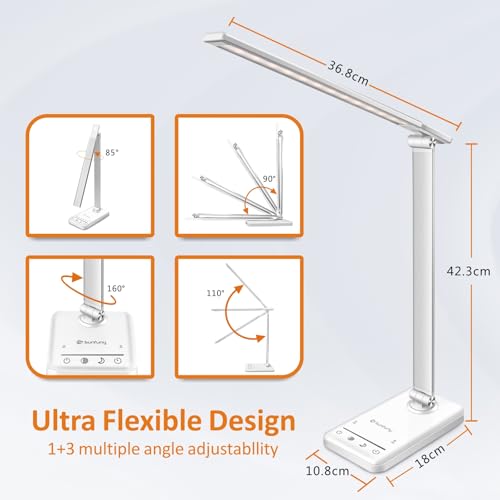 Lampe de bureau LED sans fil blanche avec chargeur USB - 6