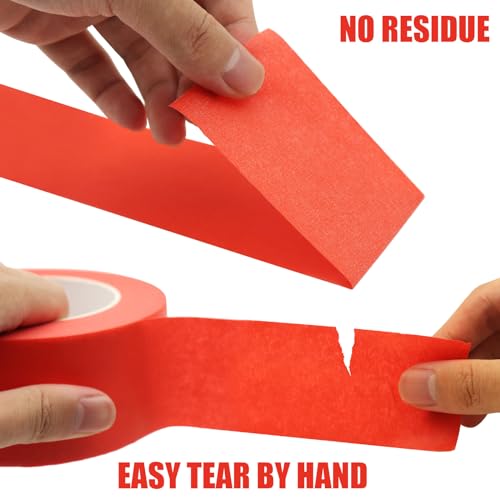 Image of Red Masking Tape, 2 Inch x 55 Yards, for Wall Painting | Multi-Purpose for Painting, Building, Labeling, Edge Finishing & DIY Projects