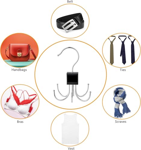 Krawattenhalter, 2 Stück Gürtel Aufbewahrung, 360 Grad Drehbarer Metall Gürtelhalter,Schalbügel, Hanging Bag Rack Multifunktionale Gürtel Krawatte Sling Hook Organizer für Schals, Tücher, Taschen