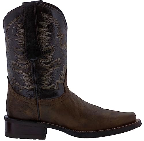 Texas Legacy Mens Dark Brown Western Leather Cowboy Boots Rodeo Saddle Square2