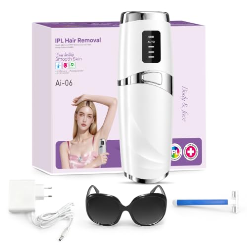 Depiladora Luz Pulsada, Depiladora Laser sin Dolor, 3 Niveles de Energía, 999,999 Flashes Laser Depilacion, Luz Pulsada Depilacion para Mujer y Hombre, Bikini, Axilas, Cara, Cuerpo-Blanco