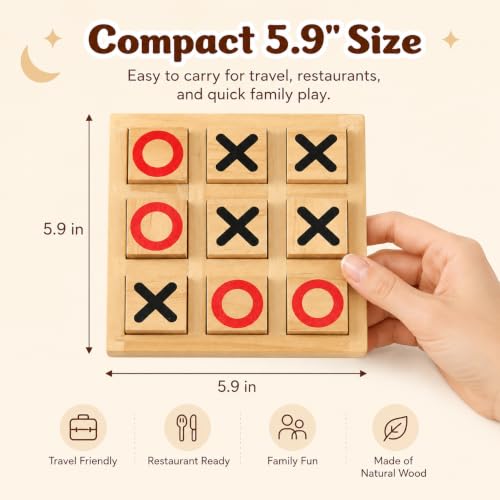 Juego de mesa Pedolini Tic Tac Toe de madera 5.9 in miniatura 3