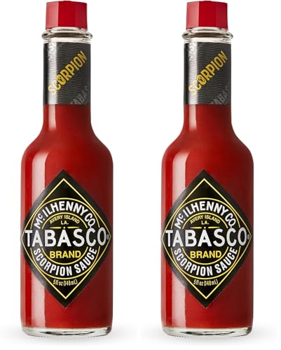 Image of TABASCO Brand Scorpion Sauce, Fiery & Intense Hot Sauce, Glass Bottle, Bold & Hot, Scorpion Pepper, Guava, & Pineapple Blend, Great on Tacos & More, 5 Fl Oz (Pack of 2)