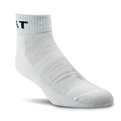 ARIAT Lightweight Breathable Western Quarter Crew Grey Socks, 2-Pair Pack, Large