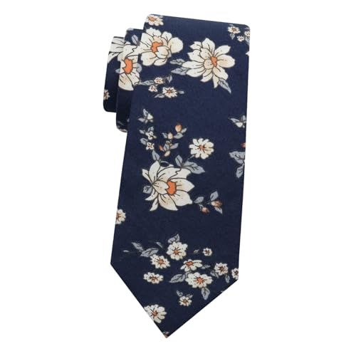 Image of Mantieqingway Men's Skinny Tie, Cotton Floral Ties for Men Wedding Necktie for Groom, Groomsmen, Missions, Dances