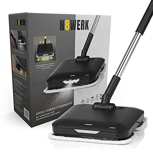 N8WERK Bodenwischer mit Vibrationsfunktion in der Midnight Black Edition | LED-Beleuchtung & 2 Mikrofasertücher, Maße (L x B x H): 115 x 27,5 x 30,4 cm – Bild 8