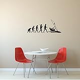 Größe M ca. 450 mm x 180 mm Wandtattoo - Evolution Windsurfen - Surfer - Surfen - Sport - Meer (M070 Schwarz, 1150 mm x 450 mm)