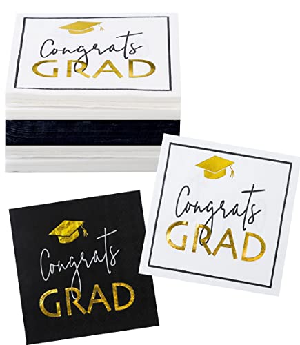 2025 Graduation Napkins - 50 PK - Assorted Designs 3-ply Graduation Cocktail Napkins 5x5 Inches for Graduations Party Supplies Decor Decorations