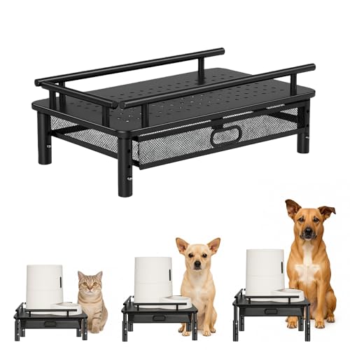 Adjustable Pet Feeder Stand with Snack Storage