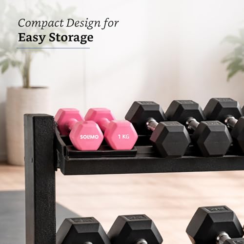 Image of Amazon Brand - Solimo Neoprene Dumbbell 1kg, Set of 2 (Hot Pink)