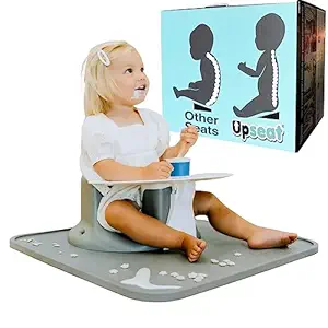 Upseat Ergonomic Baby Seat + Splat Mat, Waterproof, Soft, Spill & Mess Containment Bundle