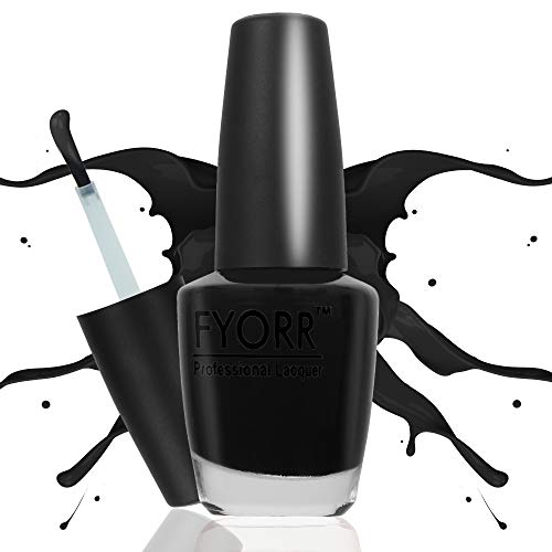 Image of Midnight Black Professional Nail Polish | Long Lasting, Quick Dry, Chip Resistant, High Shine Nail Paint | Smooth & Easy Application, Vibrant Trendy Shades for Women & Girls Party Daily Use 15ml