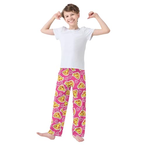 Boys' Pants Pizza Lover Pink Long Bottoms Jogger Pants Elastic Waist Trousers with Pockets S-XL2