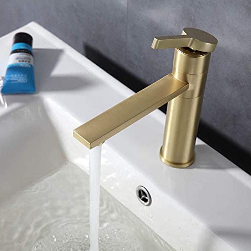 Mélangeur de lavabo rotatif en laiton doré pour optimiser l'espace vasque