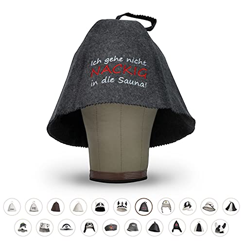 LoWell Saunahut für Damen und Herren Hut aus 100% Wollfilz inkl. Sauna-Ratgeber ideales Sauna Zubehör für Wellness & Entspannung Ich GEH Nicht nackig in die Sauna!