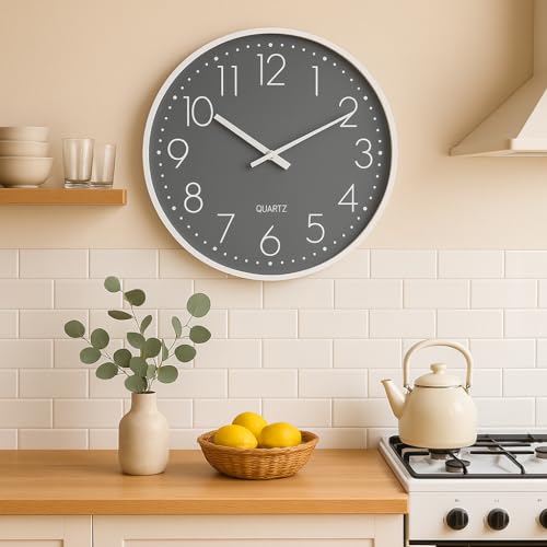 Image of Xtore Modern Round Wall Clock with Luxurious Minimal Finish (Pack of 1, Grey)