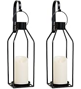 HPC Decor Black Metal Candle Sconces w/Flickering Timer Candles- Candle Wall Sconces Set of 2- Wa...