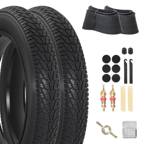 20x4.0/ 20x3.0/ 26x4.0 Fat Bike Tires 20x4/ 20x3/ 26x4 Fat Tire Tube and Bicycle Repair Tool Kit Foldable Heavy Duty Off-Road Bike Ebike Fat Tires Replacement Set 2PCS 20x4.0