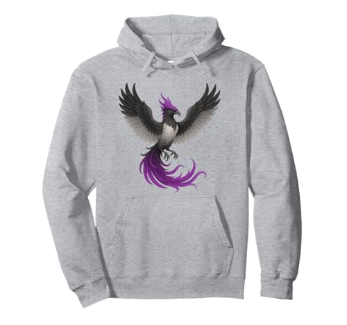 Image of Asexual Phoenix Bird Ace Pride Flag Rising From Ashes Pullover Hoodie