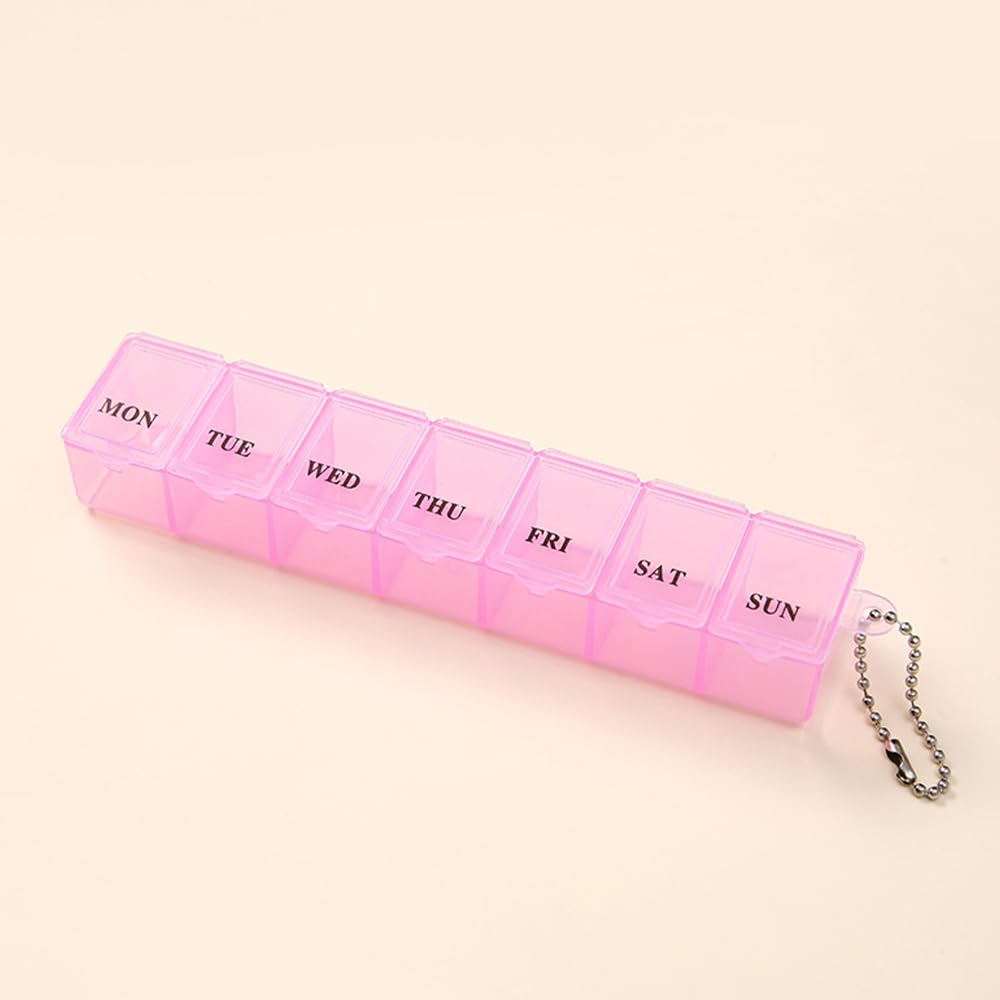Pill Organizer 7 Grid Compartments Pill Holder Portable Medicine Container Case Daily Weekly Medication Organizer YH13A Pink