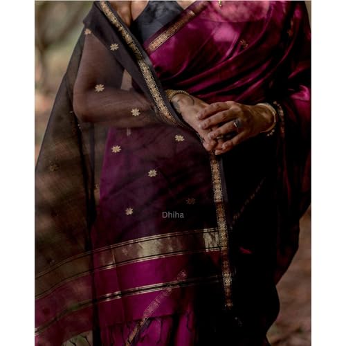 Image of Original Maheswari Cotton Silk Saree for Women | Kanjivaram Pure Silk Cotton Sari with Blouse | Zari Work | Tassels | Handloom Weave