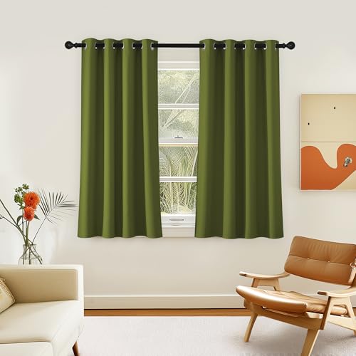 NICETOWN Room Darkening Short Curtain 54 inches Long for Living Room, Grommet Sound Reducing Thermal Insulated Curtains for Bedroom Nursery Window, 46W x 54L, 1 Piece,