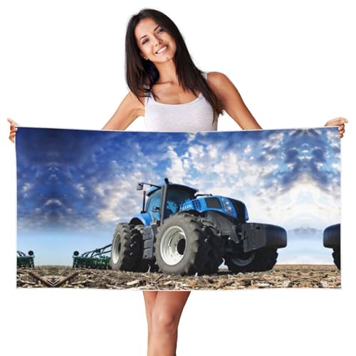 Bkdogkt Toalla de playa con estampado de tractor de granja, toalla de playa de gran tamaño para adultos, ligera