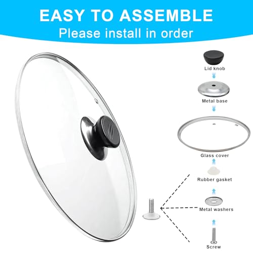 Glass Lid for Frying Pan Tempered Glass Pot Lid with Stainless Steel Rim for 8 Inch Frying Pan Wok Pot Skillet (8 Inch) by Bcautay - Image 2