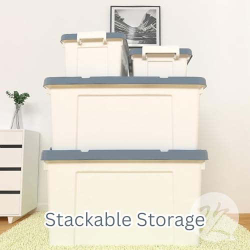 Image of HoopVool Multipurpose Plastic Storage Container Box - Sturdy and Versatile Home Organizer, Available in Multiple Size. (HEAVY GREY, HEAVY GREY SMALL- 16.5X11.8X6.7 INCH, PACK OF - 2)