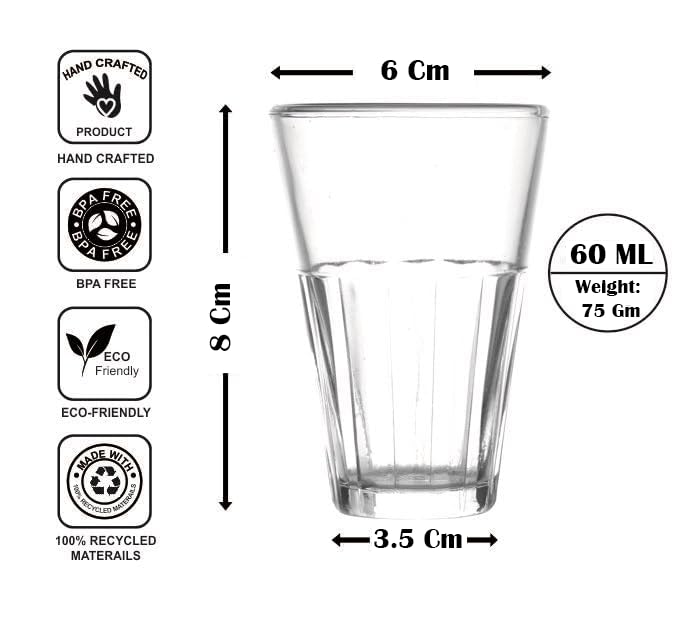 Image of AAMU Moon 60 ML Tea Glasses, Cutting Chai Glass, Tapri Chai Cups, Set of 2, for Modular Kitchen Crockery, Restaurants, Offices & Gifts