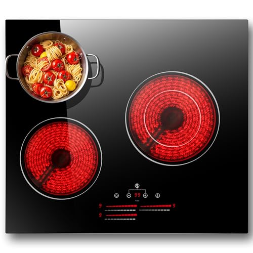 NOXTON Placa vitroceramica 4 Fuegos 60cm, Incorporado, Control deslizante, 9 niveles de potencia, Bloqueo para niños, Indicador de calor residual, Vitrocerámica negra