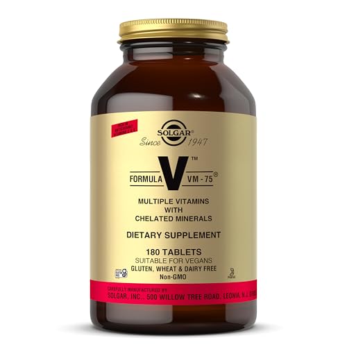 Solgar Formula VM-75, 180 Tablets - Multivitamin with Chelated Minerals - Vitamin A, B6, B12, C, D, E - Biotin, Magnesium, Calcium, Iron, Zinc - Vegan, Gluten Free, Dairy Free, Kosher - 180 Servings