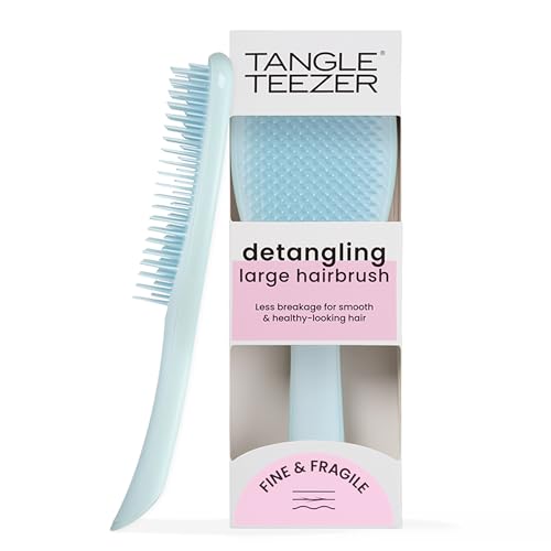Tangle Teezer Large Fine and Fragile Ultimate Detangler Hairbrush - Cepillo Grande para Cabello Teñido, Fino y Frágil - Púas Suaves y Flexibles de Doble Altura, Menos Rotura y Sin Tirones - Azul