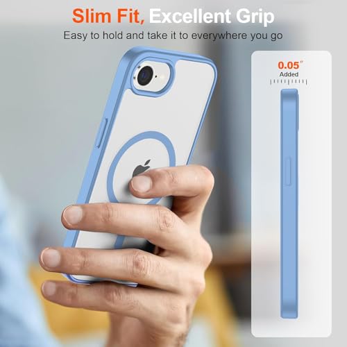 Image of DIZORO Compatible iPhone 17e / iPhone 16e Case,Compatible with MagSafe, Non Yellow Military-Grade Drop Protection & Hard PC Back Cover Slim Transparent Anti-Scratch Shockproof Phone Case - Off Blue