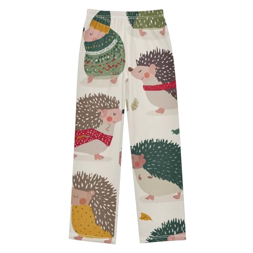 Hedgehog and Leaf Boys Long Pants Soft Trousers Elastic Waist Kids Lounge Bottoms with Pockets S-XL