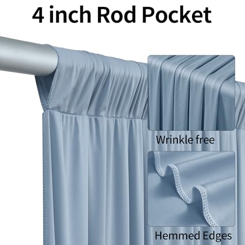 Image of 20ftx15ft Dusty Blue Backdrop Curtains for Parties, Wrinkle Free Polyester Photo Backdrop Drapes 4 Panels 15 ft Long Back Drop Cloth Drapery for Wedding Birthday Photography Background Party
