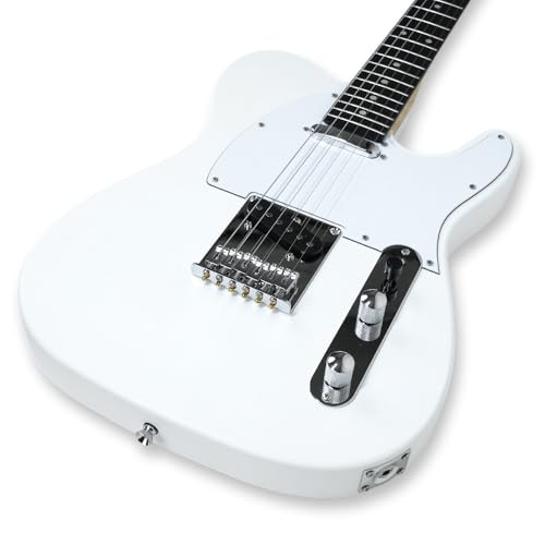 Image of Kadence TLWH Tennessee 39 inch Electric Guitar (Classic T Style) | Solid Poplar Wood Body, Maple Neck | Dual Single-Coil Pickups | Fixed Bridge | Gig Bag + Cable | Matte White