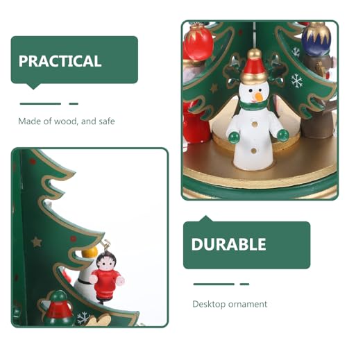 Cabilock Christmas Tree Music Box Decoration Desktop Christmas Wooden Musical Box Figurine with Snowman Rotating Wind Up Wooden Melody Box Ornaments for Holiday Festival - Image 4