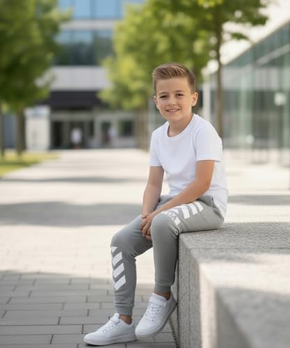 Image of KYDA KIDS 100% Cotton Track Pants for Boys | Premium Printed Soft Single Jersey Fabric | Elastic Waist Loose Fit Summer Full Length with Rib Hem (Pack of 2)