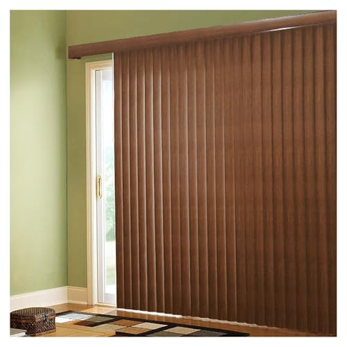 BlindDen - Vinyl Vertical Window Blinds for Home - Vertical Blinds for Sliding Glass Doors - Wood-Look Chestnut, 82