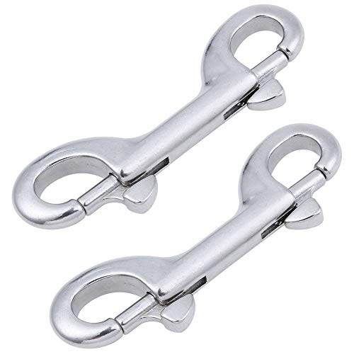 AOWISH 2-Pack 316 Stainless Steel Double Ended Bolt Snap Hook 3-1/2 Inch Double End Snap Trigger Chain Diving Clips for Water Bucket/Dog Leash/Pet Feed Bucket/Pet Hammock/Horse Tack and More (Silver) - Thumbnail 2